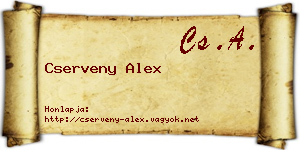 Cserveny Alex névjegykártya