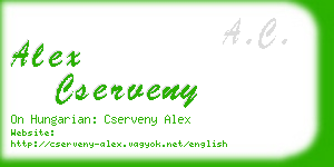 alex cserveny business card